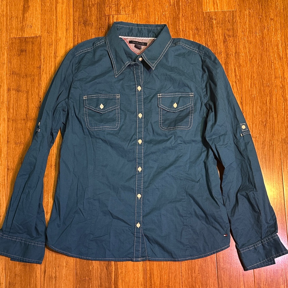 Tommy Hilfiger Teal Button-Up Shirt